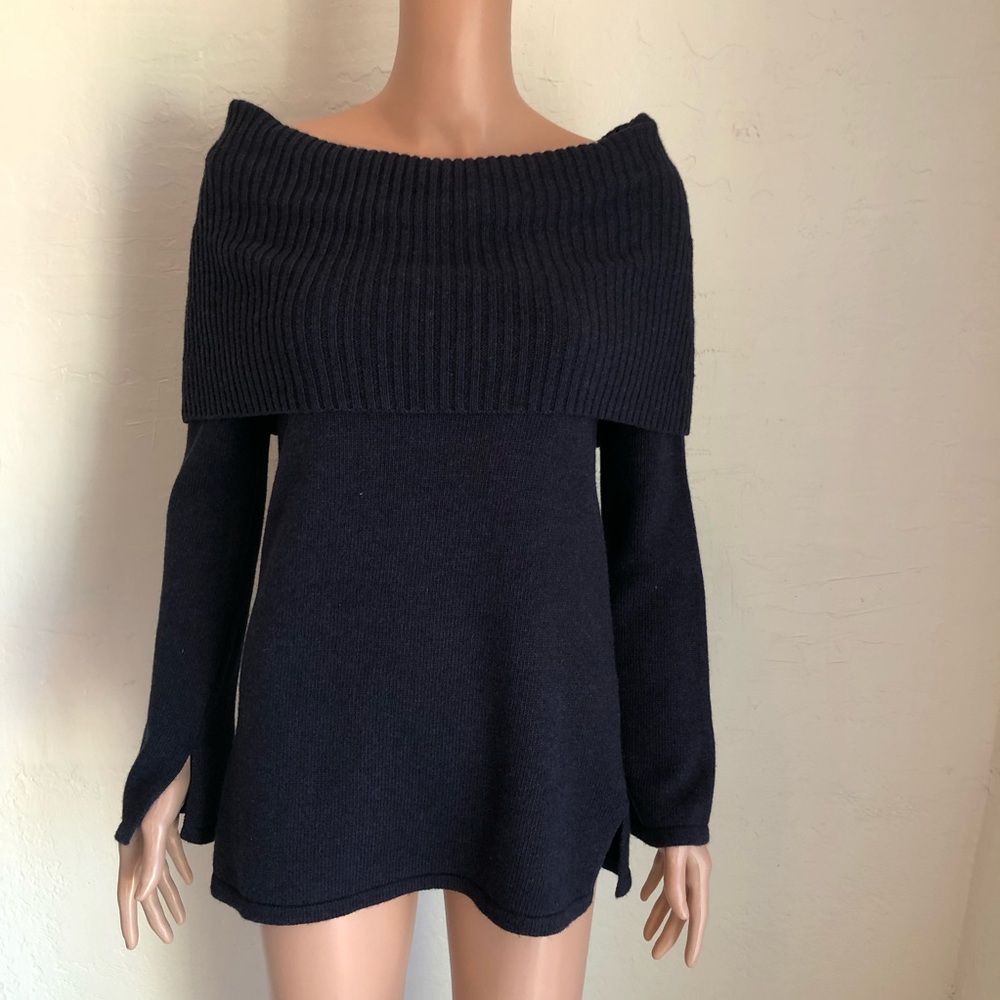 UGG Navy Blue Wool Blend Tonic Pullover Sweater High-Cowl Neck Women’s Size XS